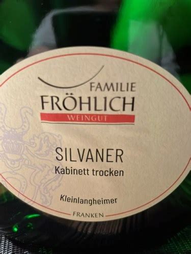 Familie Frohlich Kleinlangheimer Silvaner Kabinett Trocken Vivino Us