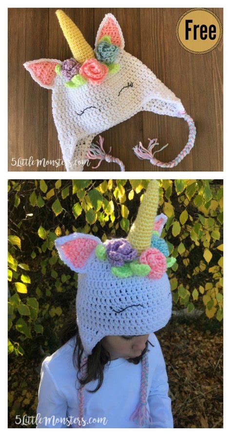 Unicorn Hat With Flowers Free Crochet Pattern Gorros Gorros Para