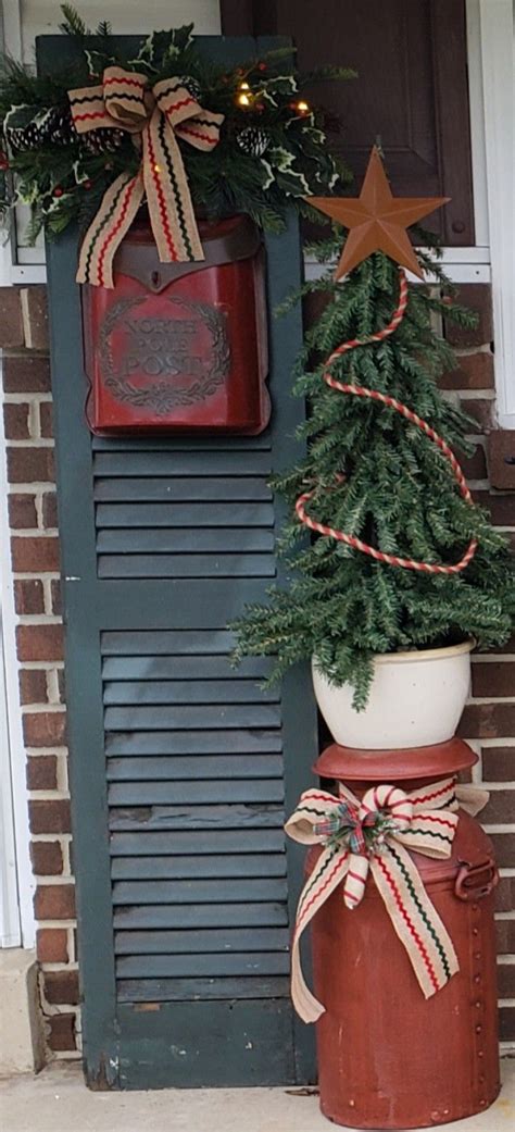 Found This Louvered Shutter And Made It Into A Lovely Christmas Piece For My Front Porch