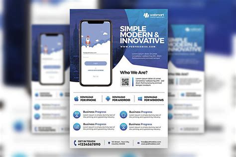 Abstract Modern Urban Mobile App Flyer Templates In Different