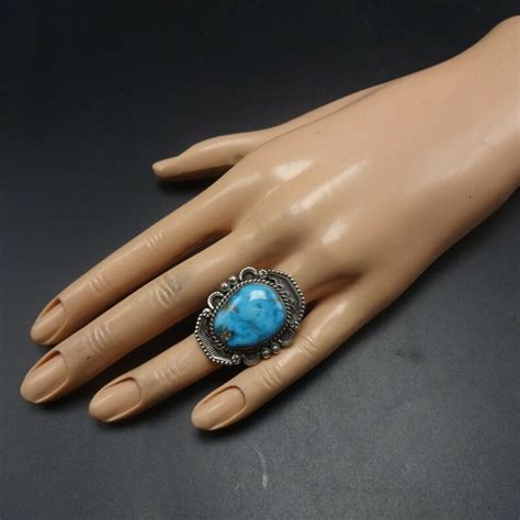 Oscar Alexius Vintage Navajo Sterling Silver Morenci Turquoise Etsy