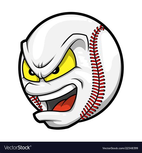 Cartoon baseball angry face Royalty Free Vector Image