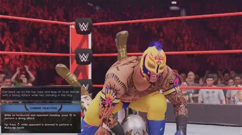 Wwe 2k22 Rey Mysterio Top Rope And Leap At Gran Metalik With A Diving Attack Youtube