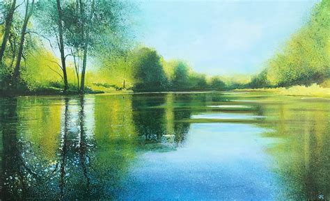 John Connolly Reflections On The Wey River Painting No Naked Walls