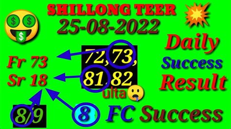 Shillong Teer Common Number 25 08 2022fc Success Fr 73 Sr 18shillong