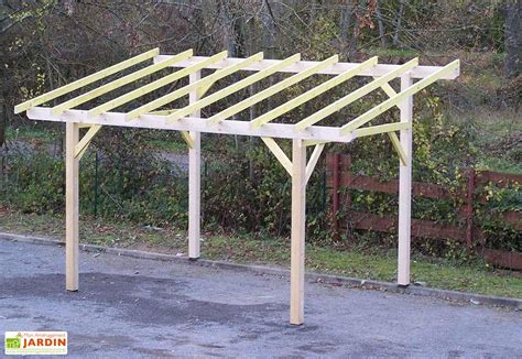 Carport Bois Toit Pente Sans Couverture X M Habrita