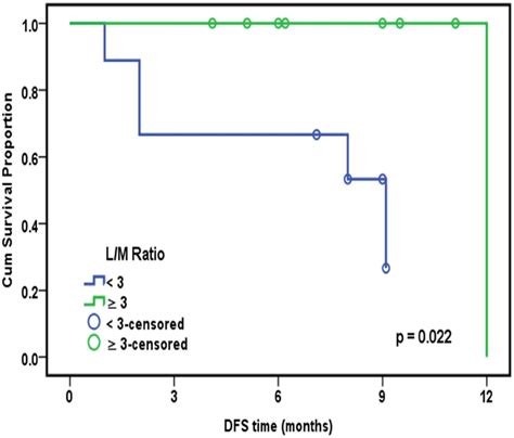 Kaplanmeier Curve For Dfs With L M Ratio Disease Free Survival Dfs