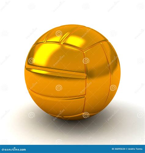 Golden Volleyball Award Concept Shiny Realistic Metallic Ball Cartoon