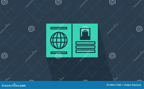 Turquoise Passport With Biometric Data Icon Isolated On Blue Background