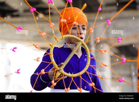 Indian Sikh Demonstrates His Traditional Martial Art Skills During The