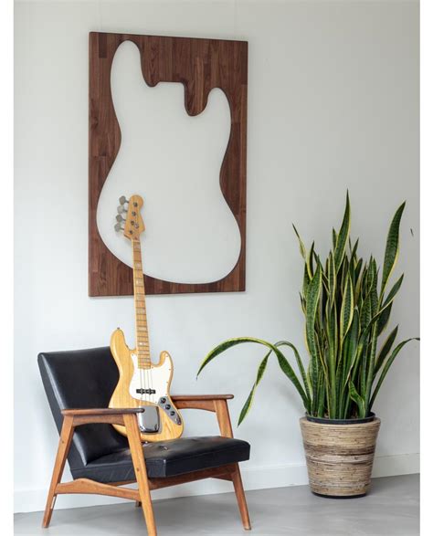 Guitar Wall Art Xl J Bass Walnut Ruwdesign