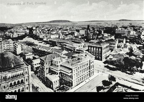 Aerial view of Fort old Bombay black and white Bombay now Mumbai ...