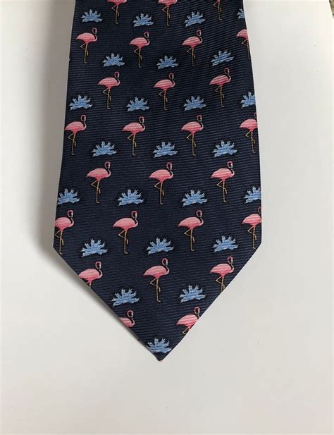 Vintage Mens Necktie Flamingos Blue And Pink Tropicals By Tango