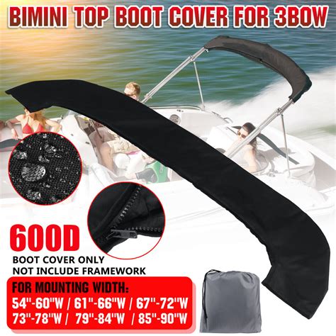 600d Bimini Top Boot Cover Storage Bag Sock Boat Shade Black No Frame For 3 Bow Ebay