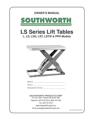 Fillable Online Lift Tables Southworth LST Owner39s Manual Lift