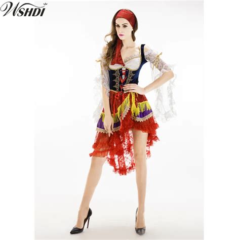 Women Adult Pirates Of The Caribbean Costume Halloween Sexy Lace Witch Queen Dress Cosplay Party