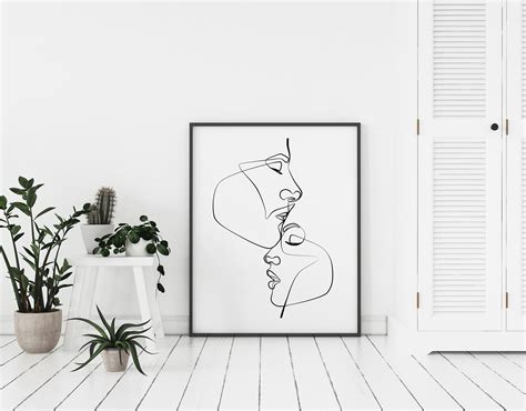 One Line Couple Art Print Abstract Faces Print Minimalist Etsy Australia