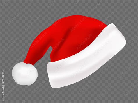 Vecteur Stock Realistic Santa Hat Isolated On Transparent Background