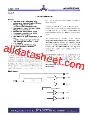 ASM5I2304A 1 08 ST Datasheet PDF Alliance Semiconductor Corporation