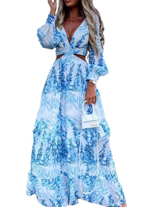 Robe Robe Longue Imprim E Pour Femmes Tunique De Plage Sexy Col En V