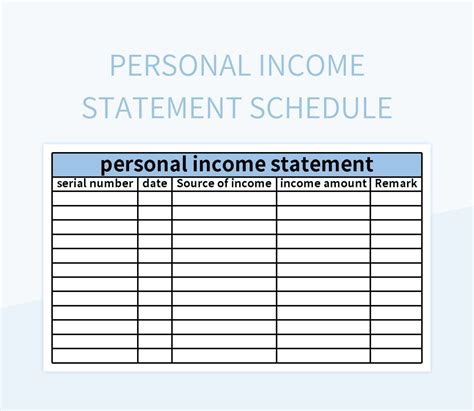 Free Personal Income Schedule Templates For Google Sheets And Microsoft