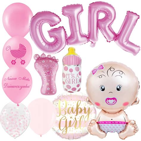 Duży Zestaw BALONY na Baby Shower Dziewczynka 12315413513