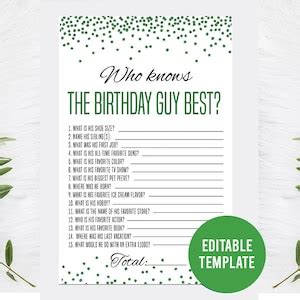 Editable How Well Do You Know The Birthday Guy Who Knows Etsy