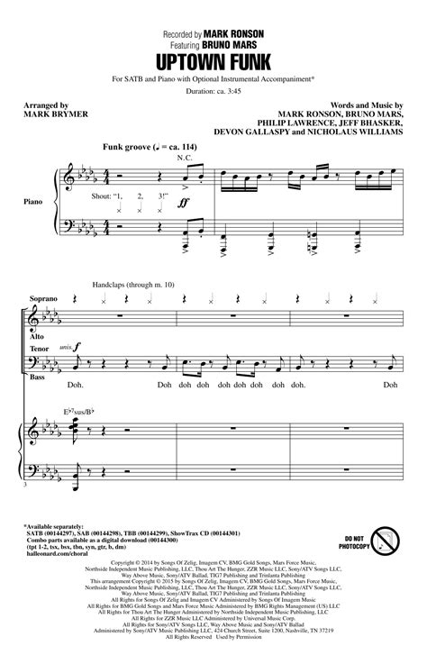 Uptown Funk Sheet Music Direct