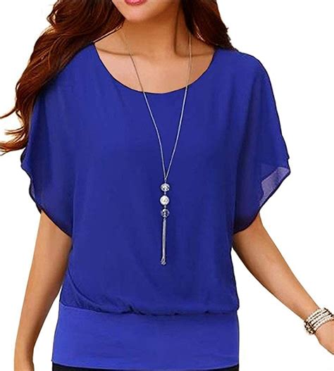 Neineiwu Women S Loose Casual Short Sleeve Chiffon Top T Shirt Blouse