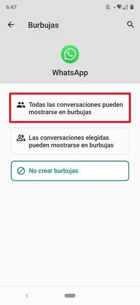 Cómo activar las burbujas de chat en Android