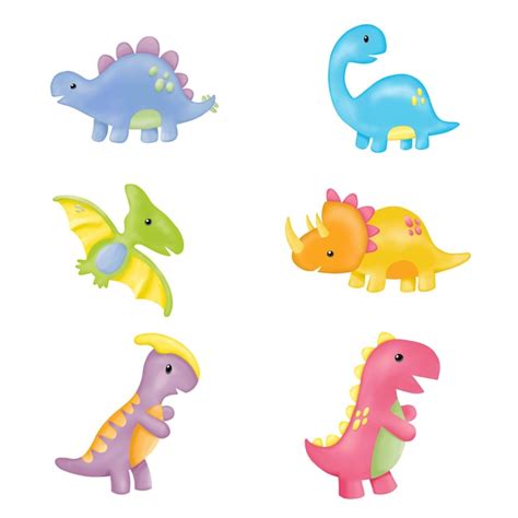 Premium Vector Watercolor Dinosaurs Clipart Cute Dino