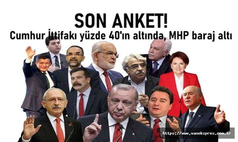 Son anket Cumhur İttifakı yüzde 40 ın altında MHP baraj altı Van