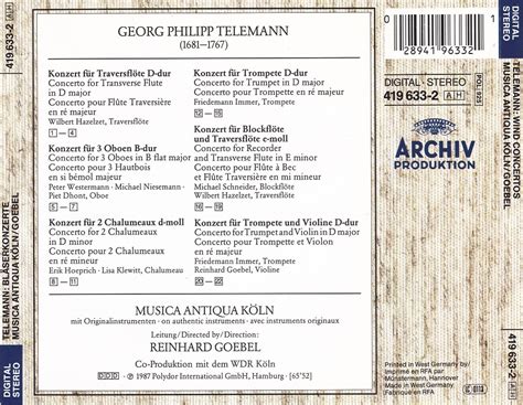 Reinhard Goebel Musica Antiqua Köln Georg Philipp Telemann