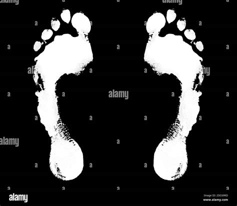 White Human Footprint Black Background Isolated Closeup Barefoot