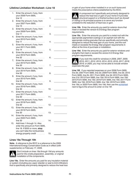 Download Instructions for IRS Form 5695 Residential Energy Credits PDF ...