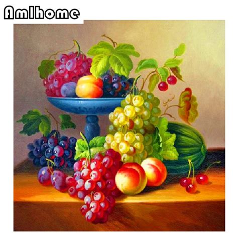 Amlhome Nuevo D Diy Cuadros De Punto De Cruz Fruta Colorida Diamante