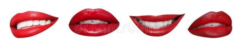 Attractive Lips With Beautiful Lipsticks Isolated On White Collage