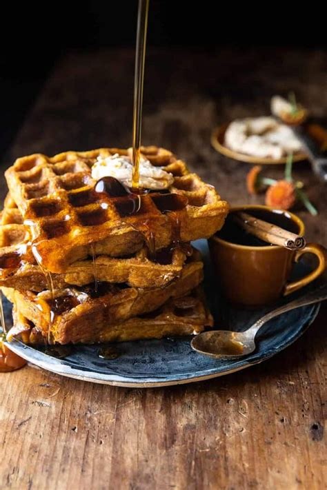 Cider Pumpkin Waffles With Salted Maple Butter Half Baked Harvest