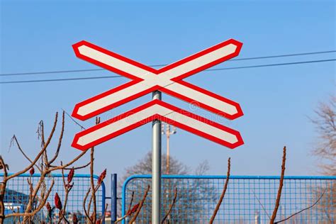 Railroad Crossing Sign Stock Photo Image Of Caution 210396024