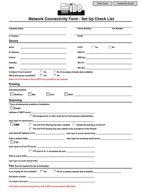 Fillable Online 0101 Nccdn Network Connectivity Form Set Up Check