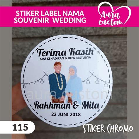 Jual Stiker Chromo Label Nama Souvenir Wedding Nikah Bulat Terima