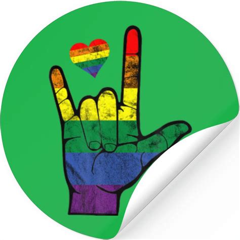 Gay Pride ASL Sign Languages LGBT Deaf Awareness M Stickers