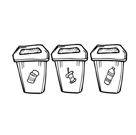 Recycling Materials Icons Trash Cans For Waste Sorting Vector