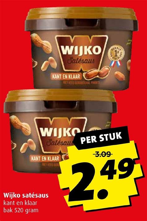 Wijko satésaus kant en klaar bak 520 gram aanbieding bij Boni