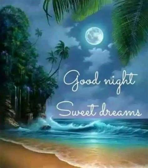 The Words Good Night Sweet Dreams Are Written In Front Of An Ocean