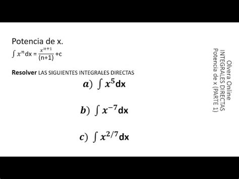 INTEGRAL DE X ELEVADO A LA N PARTE 1 INTEGRALES DIRECTAS YouTube