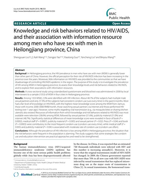 Pdf Knowledge And Risk Behaviors Related To Hivaids And Their Association With Information