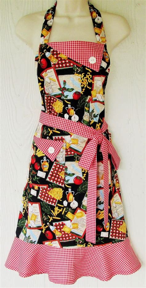 Retro Apron Italian Cooking Apron Womens Full By Kitschnstyle Egg