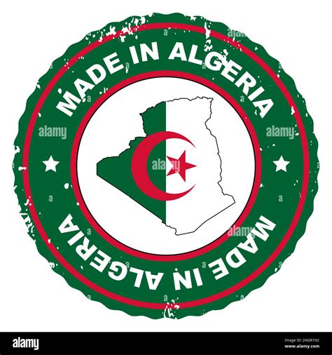 Retro Style Stamp Made In Algeria Include The Map And Flag Of Algeria