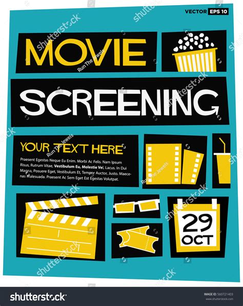 Movie Screening Event Poster Flat Style Stock Vector 560721403